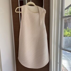 Please Pleats Issey miyake Cream Sleeveless Dress